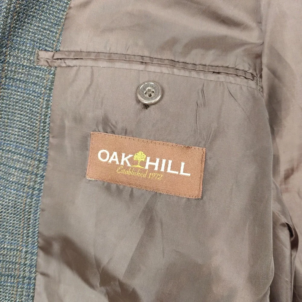 Oak Hill Blazer Mens‎ 54 Brown Plaid Polyester Rayon Sport Coat Jacket Tweed